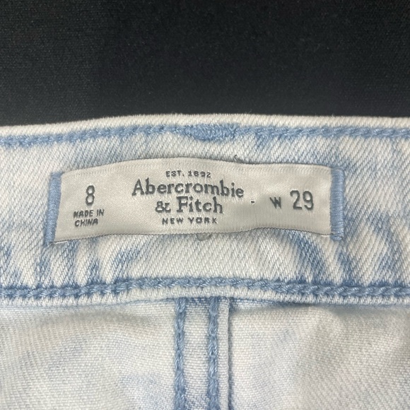 Abercrombie And Fitch Women Blue Washed Distressed Straight Denim Jeans 28-0 - Picture 7 of 10
